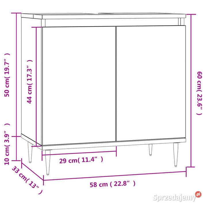 Szafka łazienkowa szarość betonu 58x33x60 mazowieckie