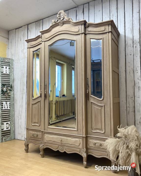 Szafa dębowa kremowa 3drzwiowa odnowiona z 1928r 167cm wielkopolskie