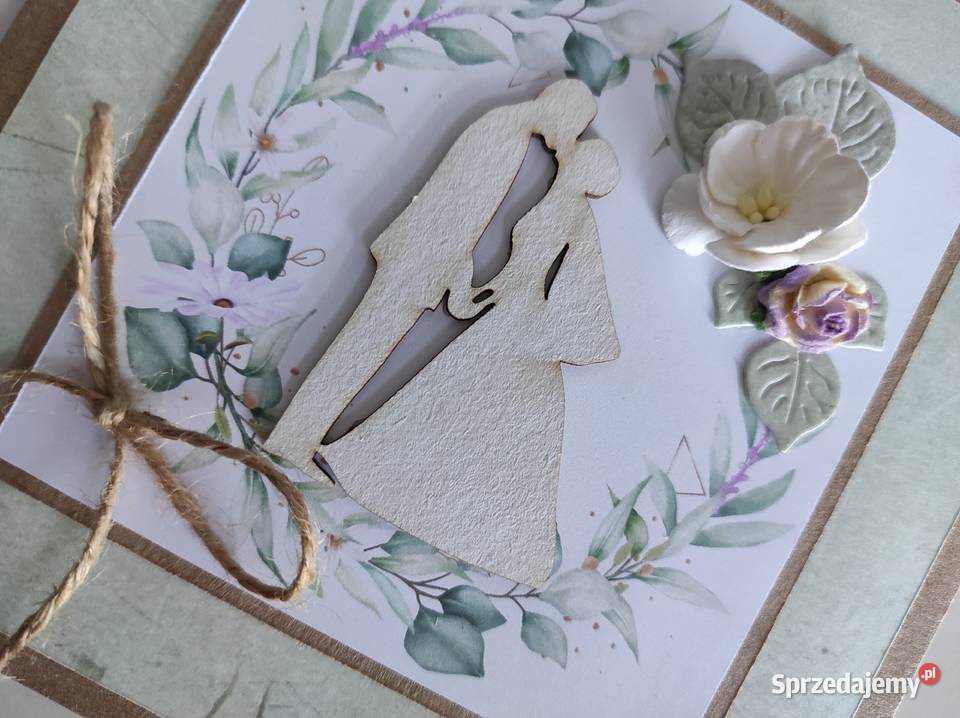 Kartka ręcznie robiona na Ślub handmade Rękodzieło