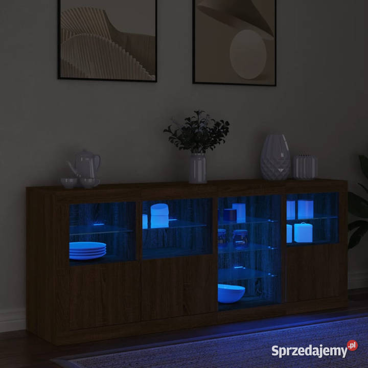 Szafka z oświetleniem LED brązowy dąb 164x37x67 Szafki Warszawa