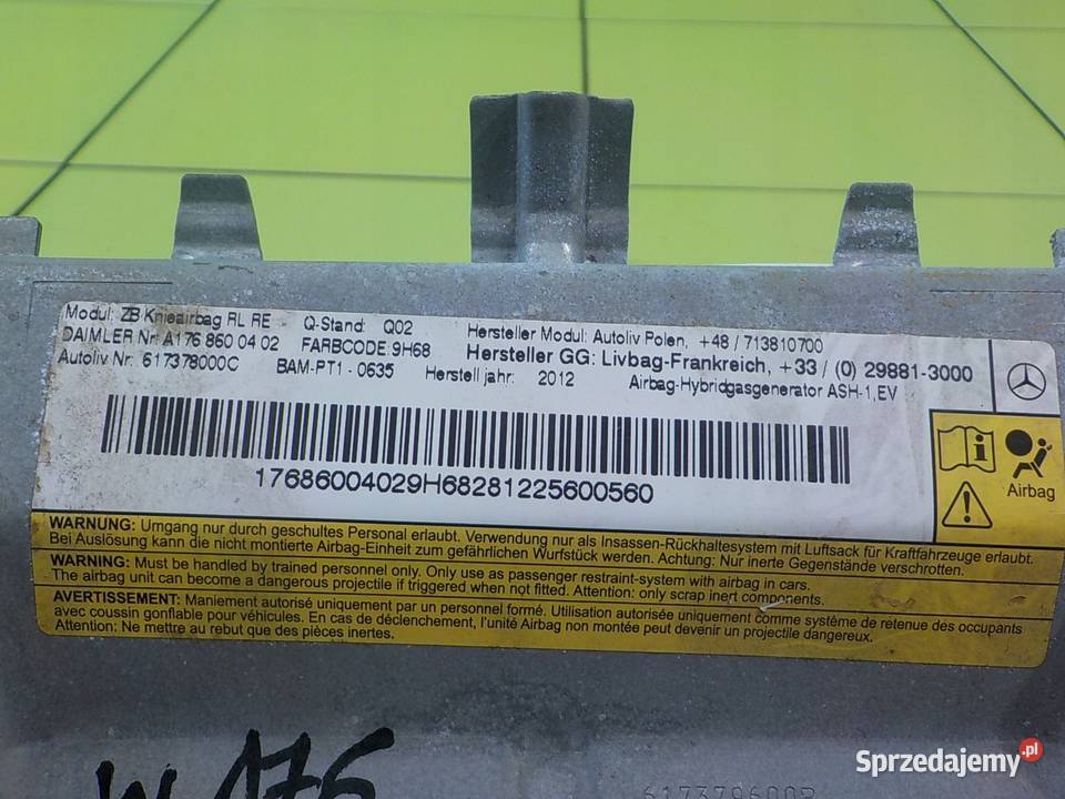 MERCEDES A W176 AMG 20 CDI 12r HB 5D poduszka Suków