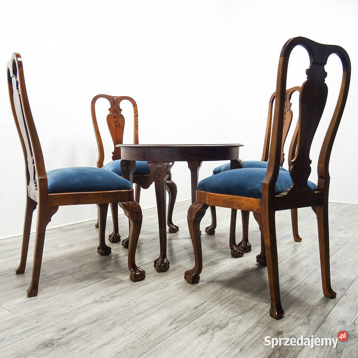 Meble do JADALNI Chippendale Stół + 4 krzesła po renowacji
