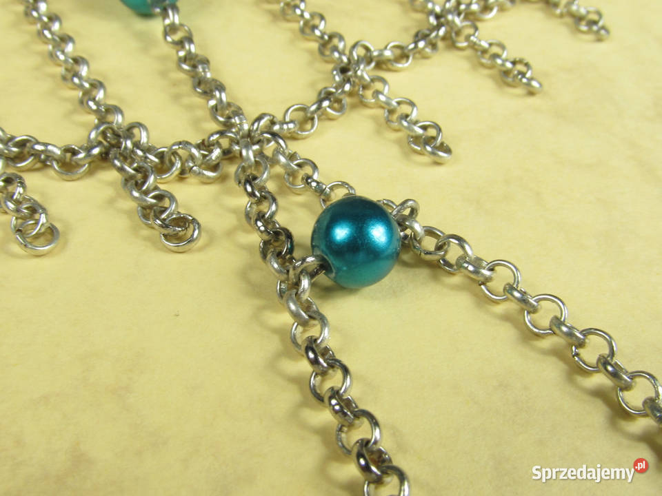 Bransoletka na palec łańcuszek srebrny koraliki