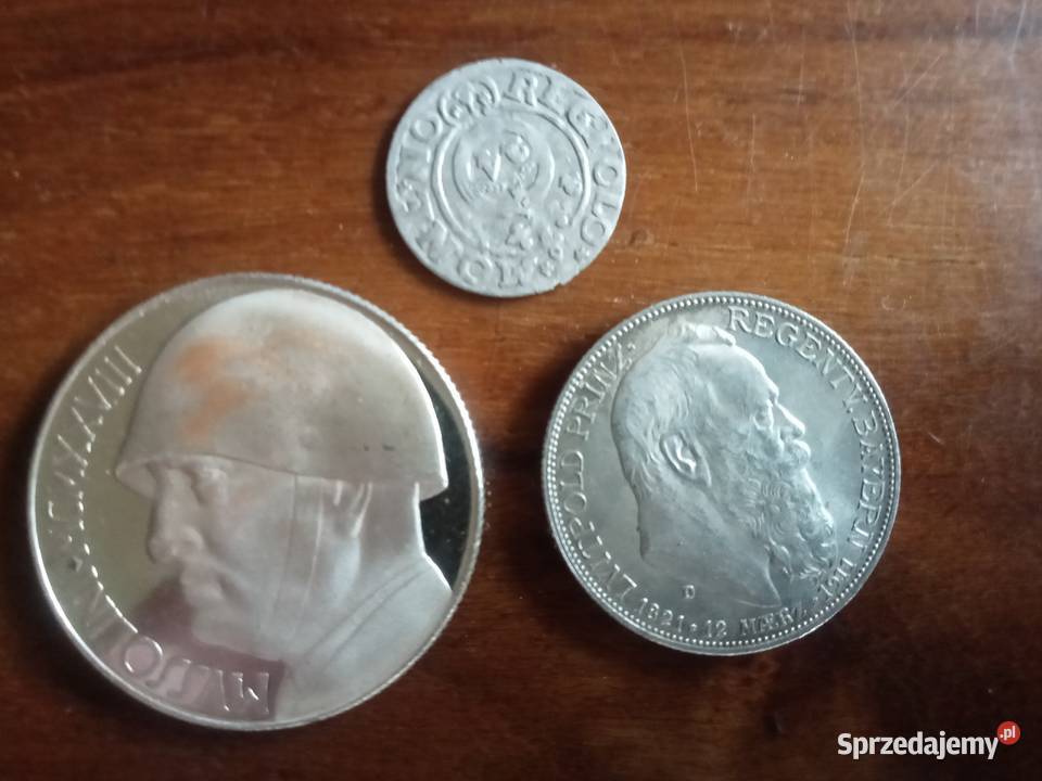 Biżuteria srebro Ag broszka medal monety Antyki Grójec