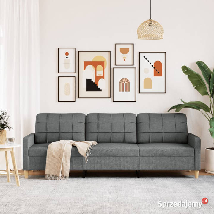 Sofa 3osobowa ciemnoszara 210 tapicerowana Warszawa sprzedam