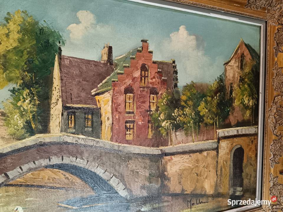 Stary duży obraz na płótnie z pięknej pałacowej Lipno