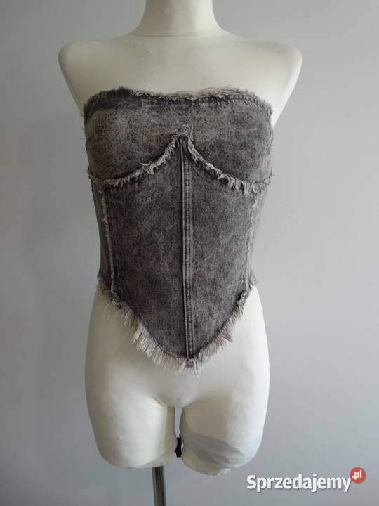 Bluzka Gorsetowa Top Gorset Jeansowy Czarny by