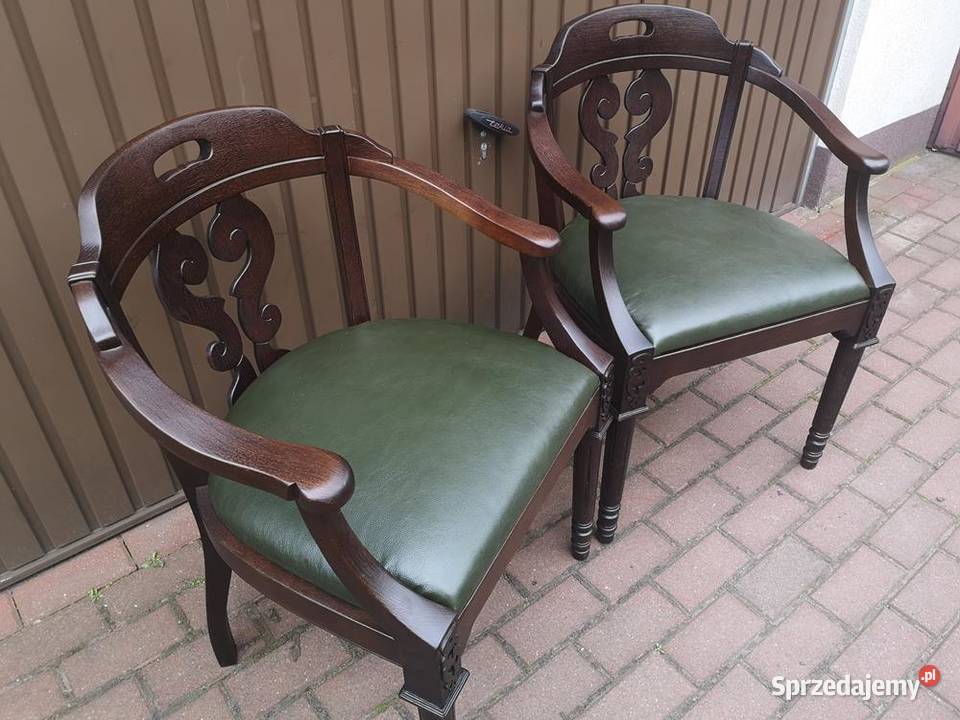 Stary Fotel Krzesło Dębowe Gabinetowe Komplet