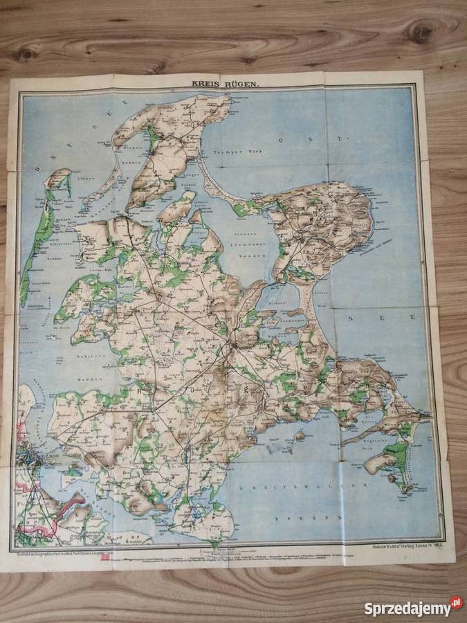 293 Niemiecka mapa Rugii zachodniopomorskie Szczecin