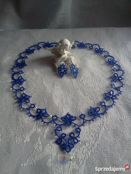 Komplet biżuterii frywolitkowej Wiśniowa sprzedam