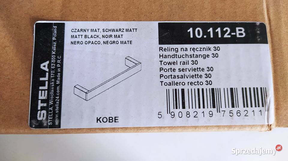 Stella Kobe Uchwyt Na Ręcznik 30 Czarny Mat Wieszaki
