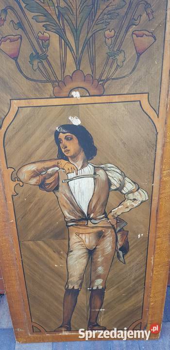 Deska malowana obraz olej secesja antyk około warmińsko-mazurskie
