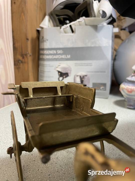 Mosiężny koń z wozem figura Antyk podkarpackie