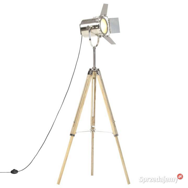vidaXL Lampa podłogowa na trójnogu lite drewno Lampy podłogowe Warszawa