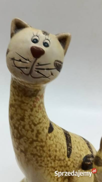 Ceramika figurki kotów mama i dziecko