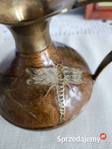 Vintage mosiężny dzbanek wazon Olsztyn