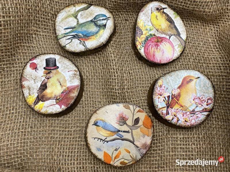 Drewniane magnesy na lodówke z brzozy wielokolorowy