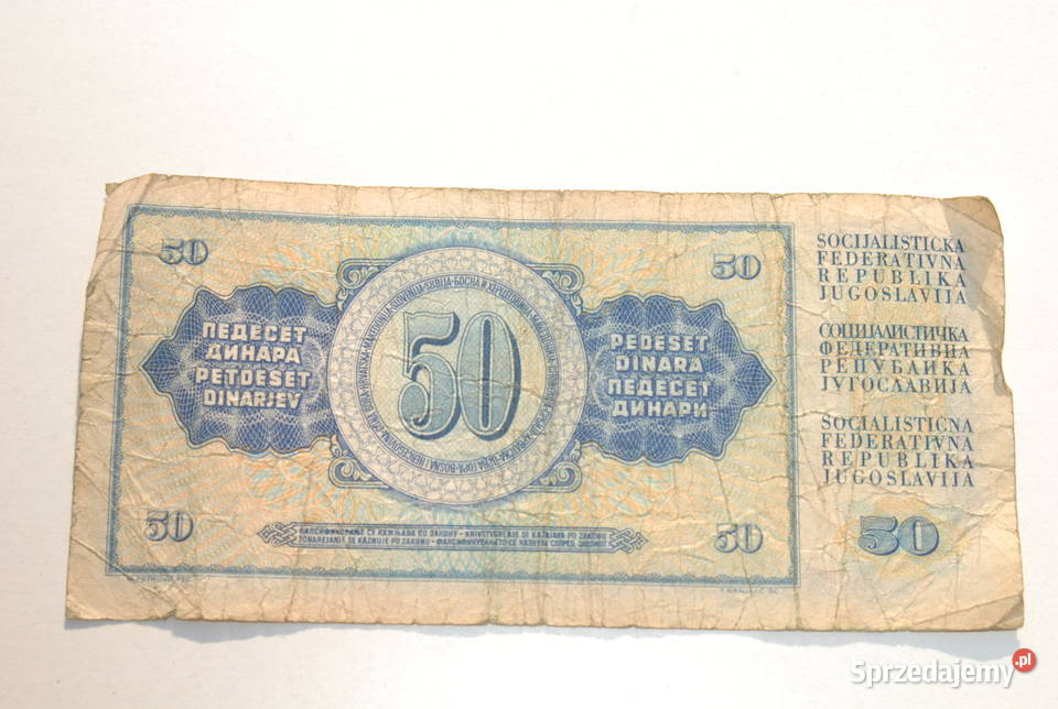 Stary banknot 50 Dinarów Dinara Jugosławia 1968 Cieszyn sprzedam