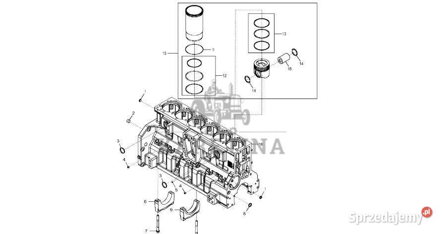 John Deere 9470RX Pokrywa łoźyska R518573 Silnik