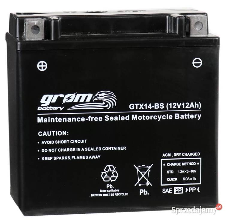 Akumulator motocyklowy GROM GTX14BS YTX14BS 12V Siedlce