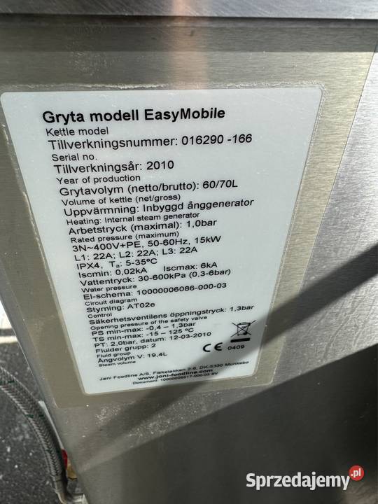 Kocioł warzelny uchylny Joni EasemyMobile 60l Kraków