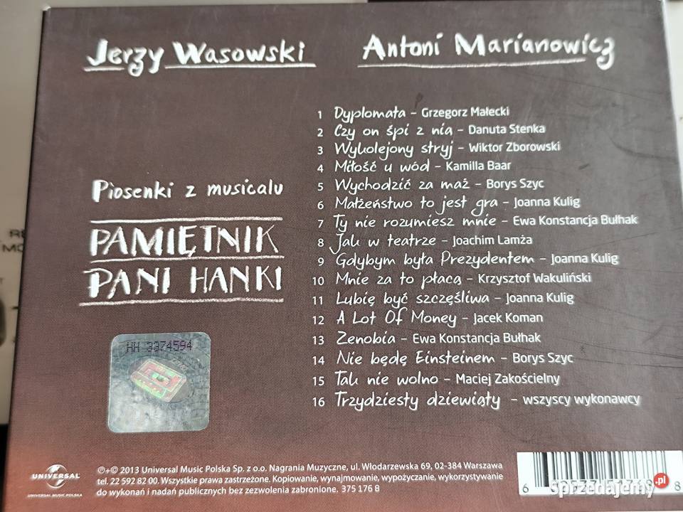 CD Pamiętnik Pani Hanki Jerzy Wasowski Antoni Stargard