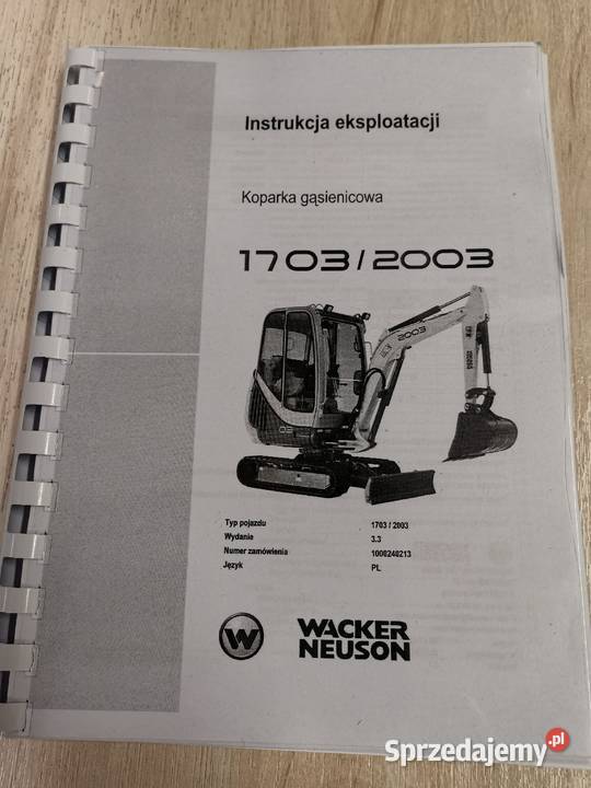 Wacker Neuson 17032003 instrukcja eksploatacji lubelskie Puławy sprzedam