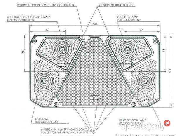 Lampa tylna zespolona lewa prostokątna 1224V Kamionna