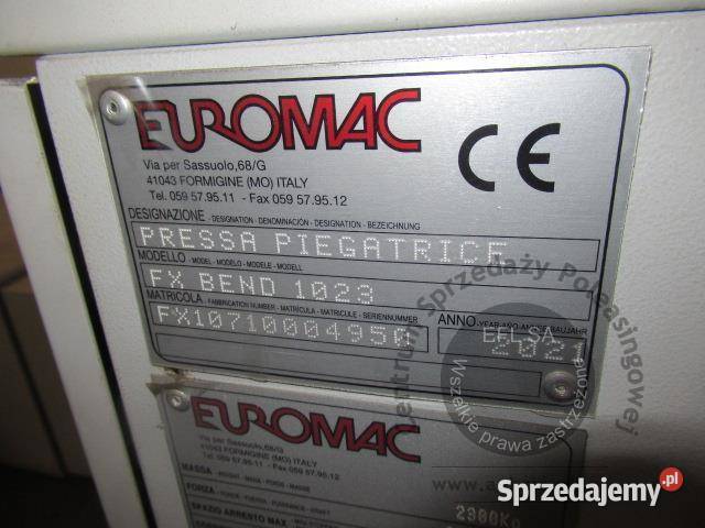 Elektryczna Prasa krawędziowa EUROMAC FX BEND Magnice