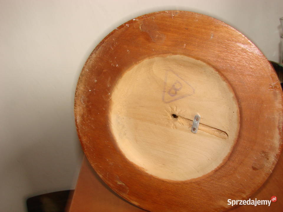 drewniana rzeźbiona podstawa lampy stołowej PRL Pruszcz Gdański