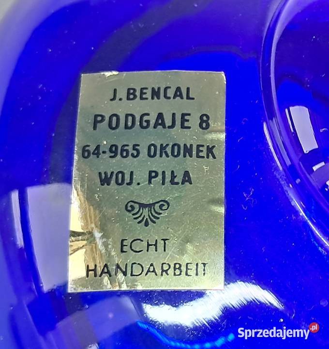 Ręcznie robiona bomboniera kobaltowa szkło