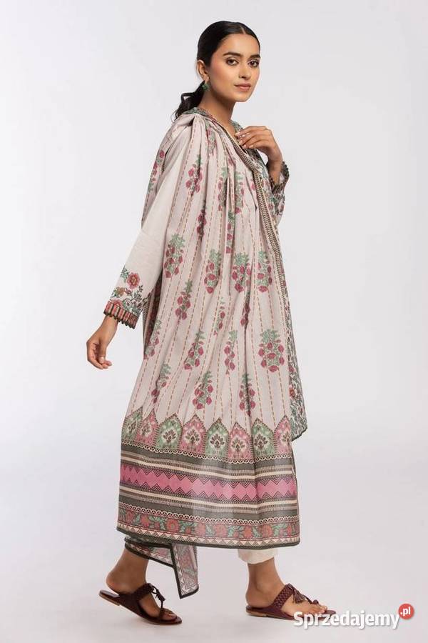 Duża chusta szal dupatta kwiaty bawełna orient Dla kobiet Szczecin