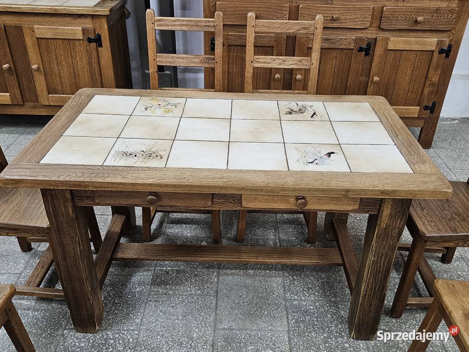 Dębowa jadalnia komplet rustykalny do kuchni Nowy Sącz