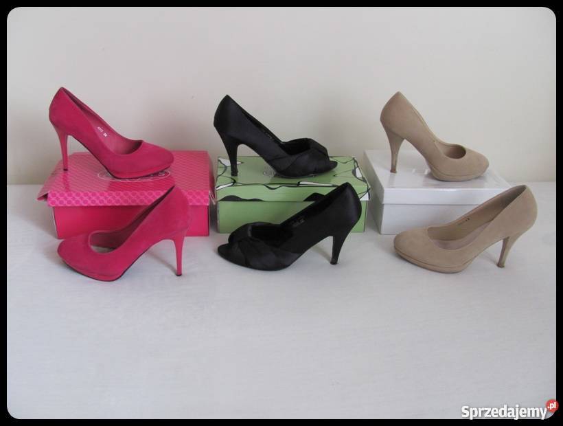 Czarne czółenka rozmiar 39 wkładka skórzana 25 czarny Płock