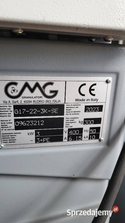 Młyn do tworzyw sztucznych CMG G17223KSE moc 3 zachodniopomorskie Białogard