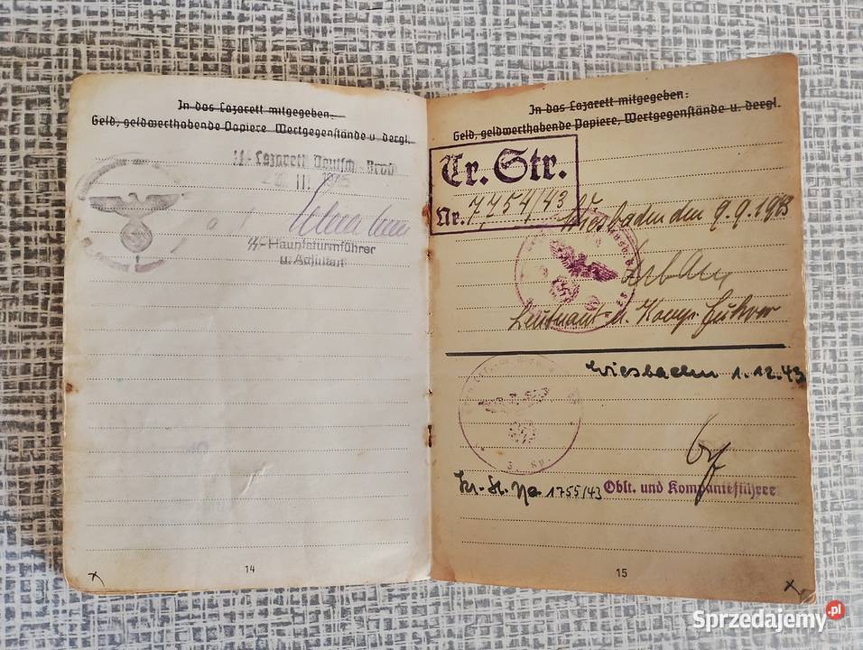 Oryginalny SOLDBUCH ks wojskowa Rzesza Wehrmacht śląskie Katowice