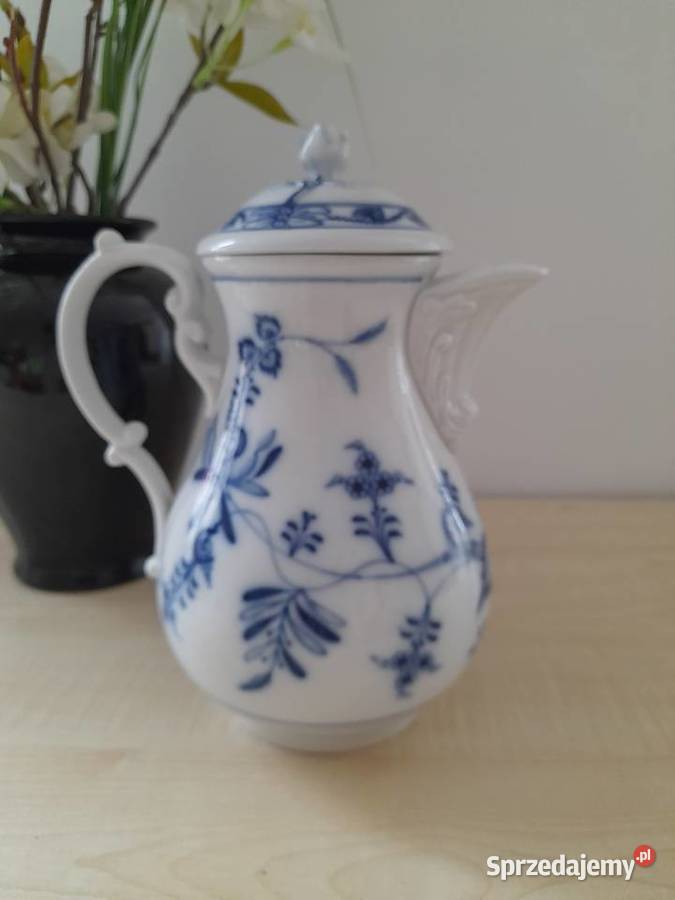 Porcelanowy dzbanek Meissen wzór cebulowy dolnośląskie Bogatynia