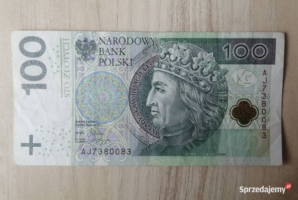Banknot100zl 2012rseria AJPiękny kolejny 666 Bytom