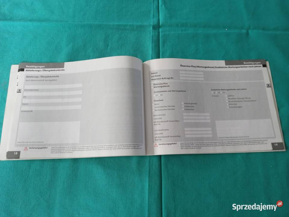 Mercedes Sprinter 1 W901 Książka Gwarancyjna