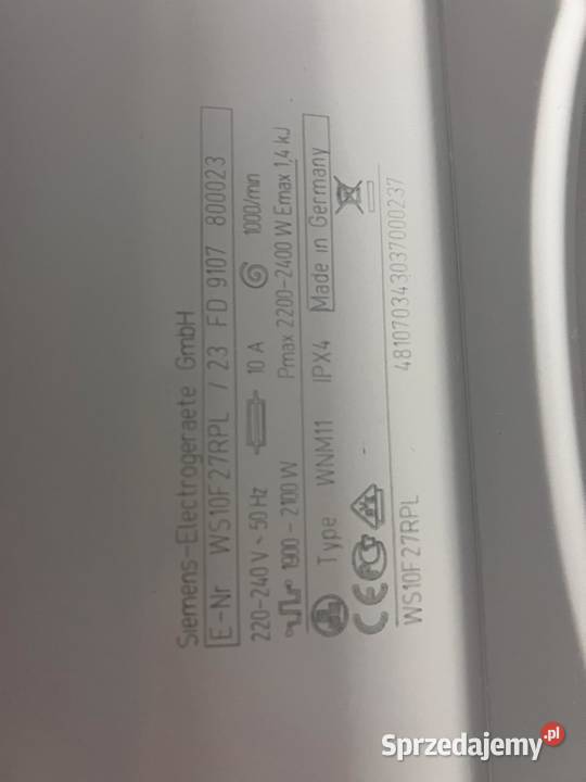 Pralka Siemens WS10F27RPL 45 1000 obrmin A Warszawa