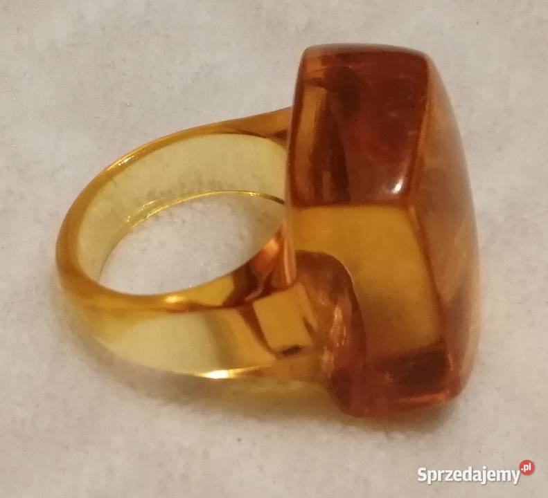 Sygnet pierścień bursztynowy 18mm Biżuteria Czeladź