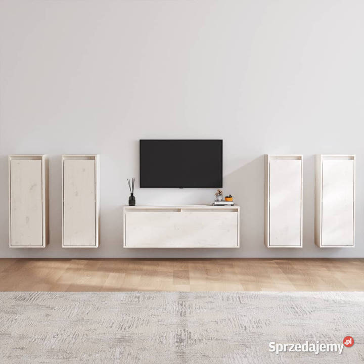 Szafki pod TV 5 białe lite drewno sosnowe Warszawa