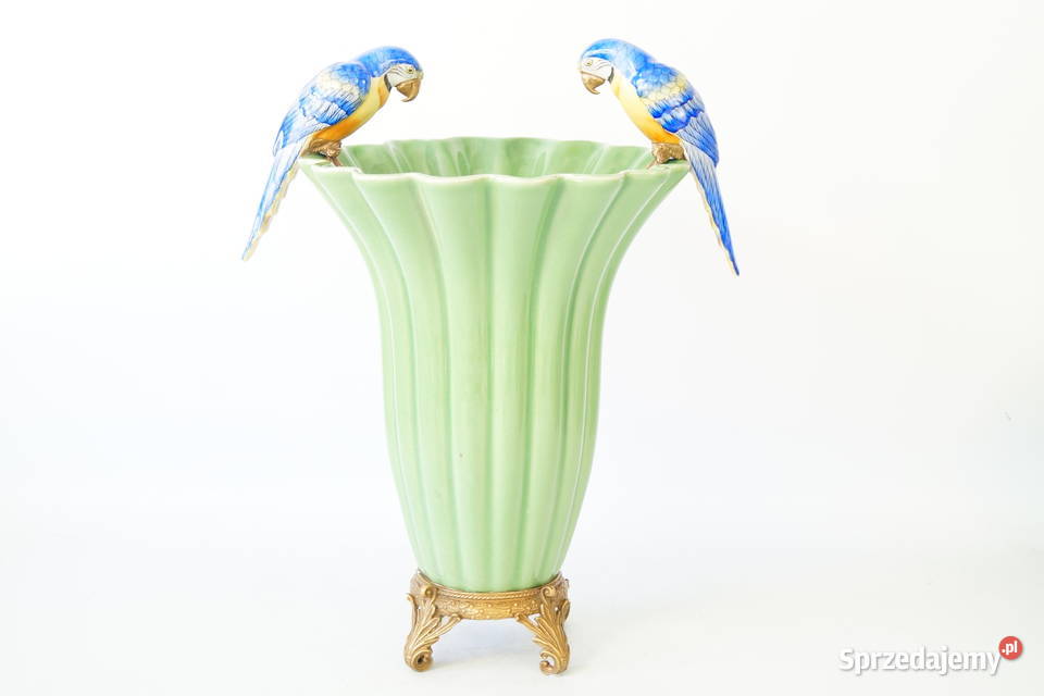 Porcelanowy wazon z papugami papugi porcelana z Antyki Gizałki sprzedam