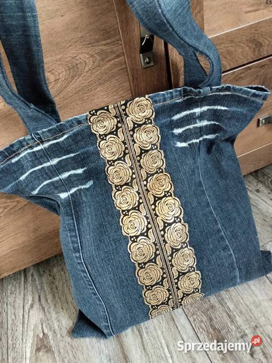 Unikatowa torba z jeansu recykling rękodzieło Elbląg
