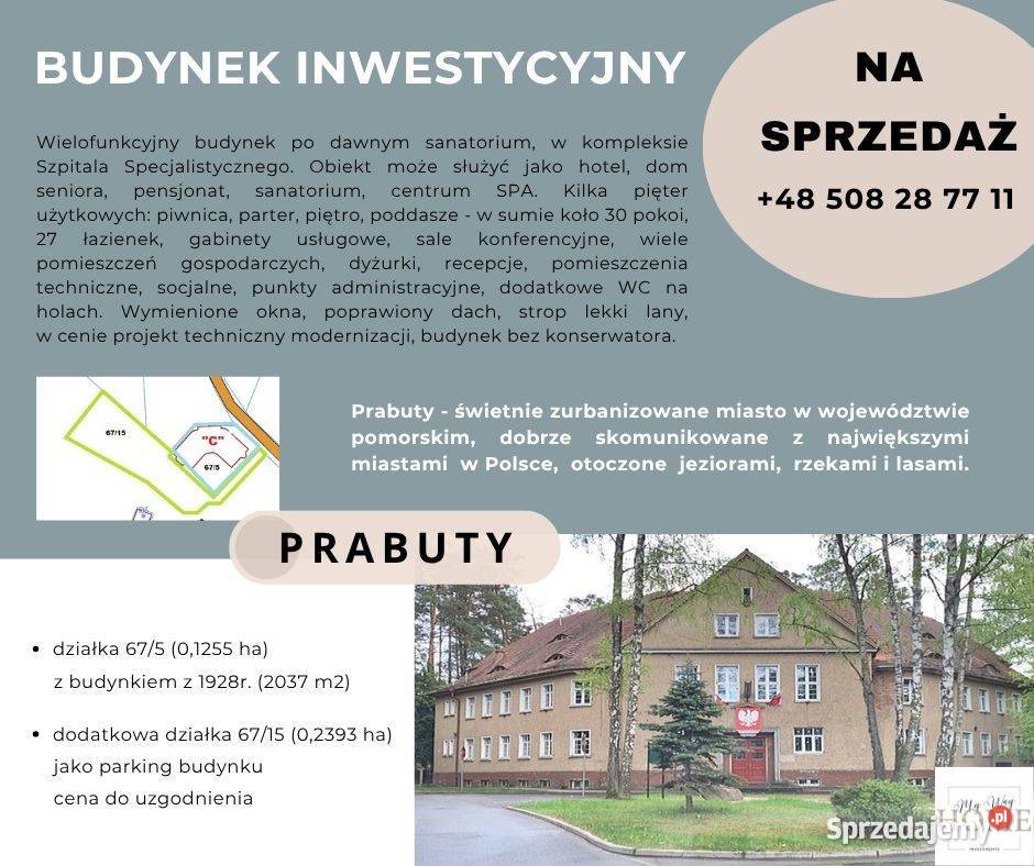 BUDYNEK INWESTYCYJNY NA SPRZEDAŻ Prabuty sprzedam