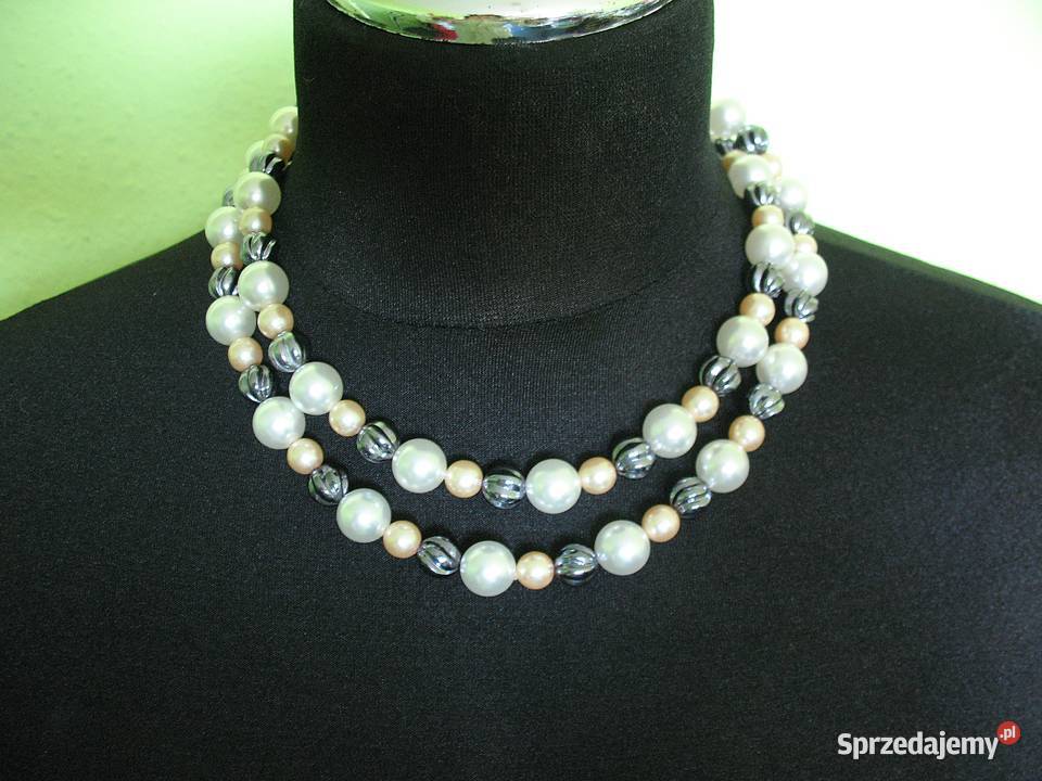 Perły naszyjnik z pięknych pereł długość 90 mazowieckie Siedlce