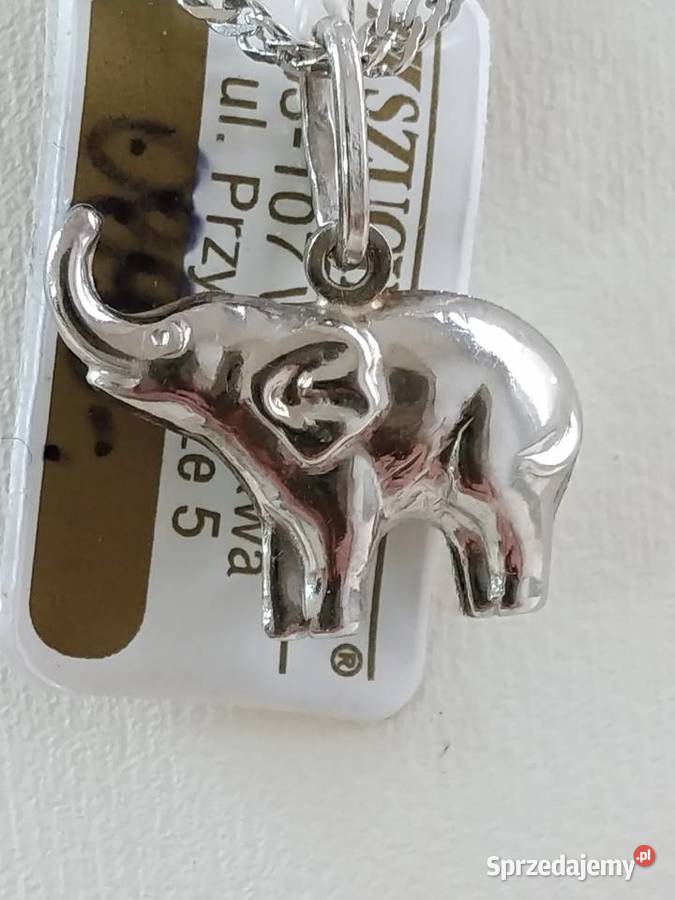 Złoto białe zawieszka słoń pr585 wysz oczkiem Wałcz sprzedam