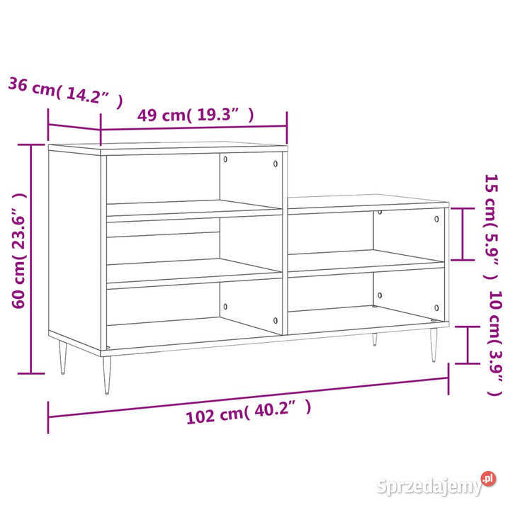 Szafka na buty dąb sonoma 102x36x60 WM831383 mazowieckie