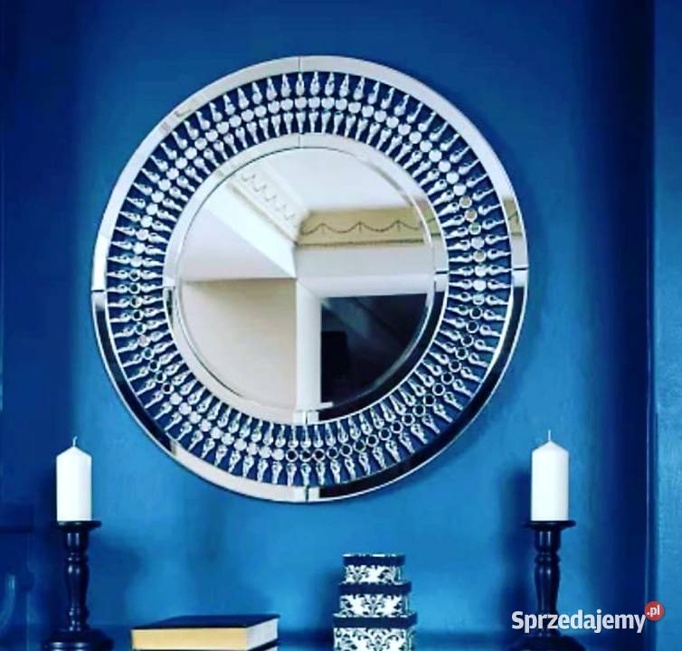 nowoczesne lustro glamour z kryształkami okrągłe Nowy Sącz