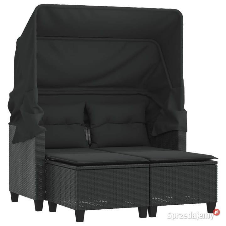 2os sofa ogrodowa z daszkiem i podnóżkami czarna Warszawa sprzedam